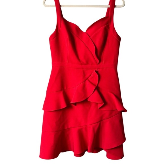 BCBGMAXAZRIA Red Dress Ruffle Tiered‎ Sweetheart Cocktail Party Size 8 NWT - Picture 2 of 7